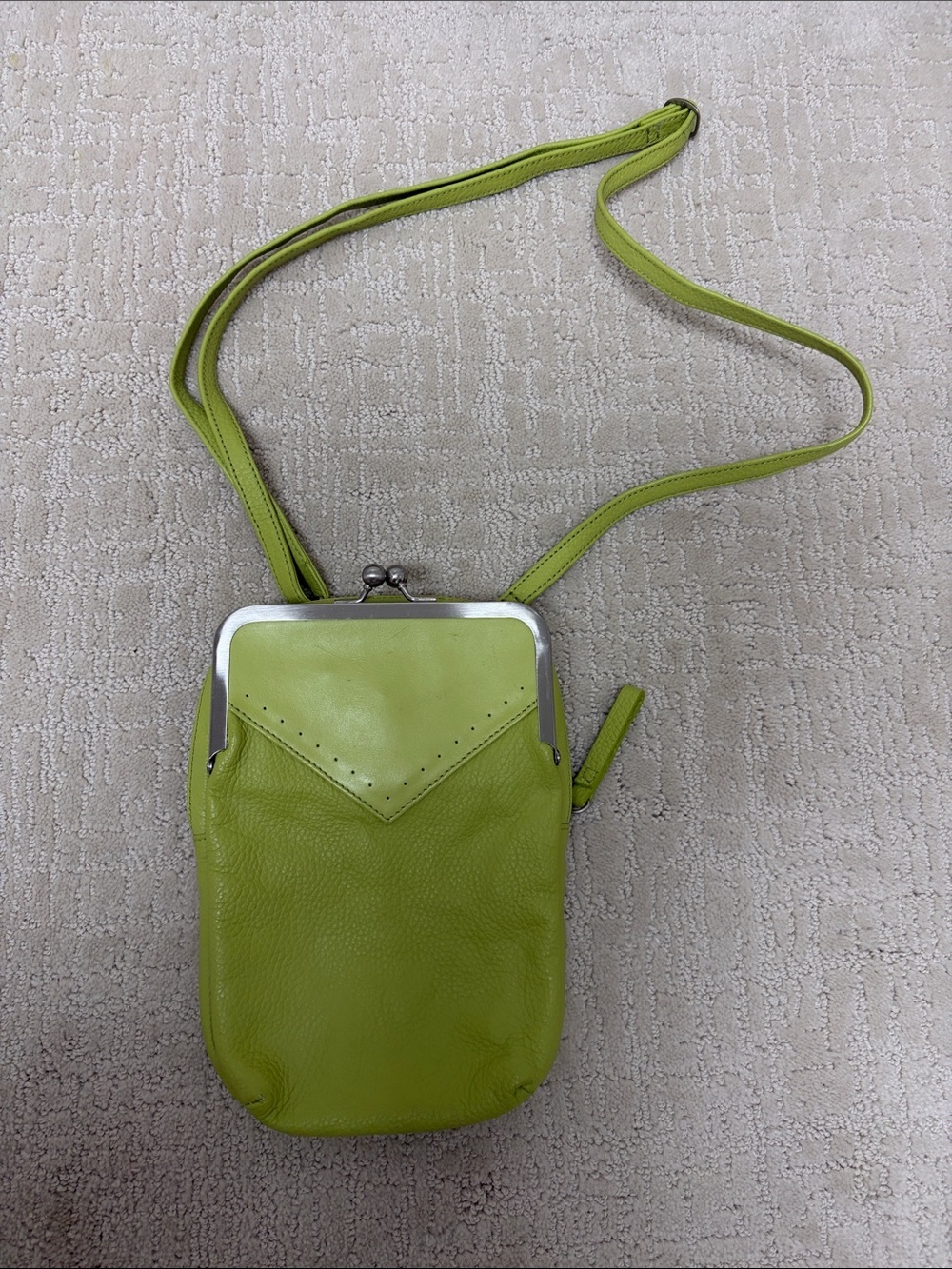 Coldwater Creek Lime Green Leather Crossbody Bag